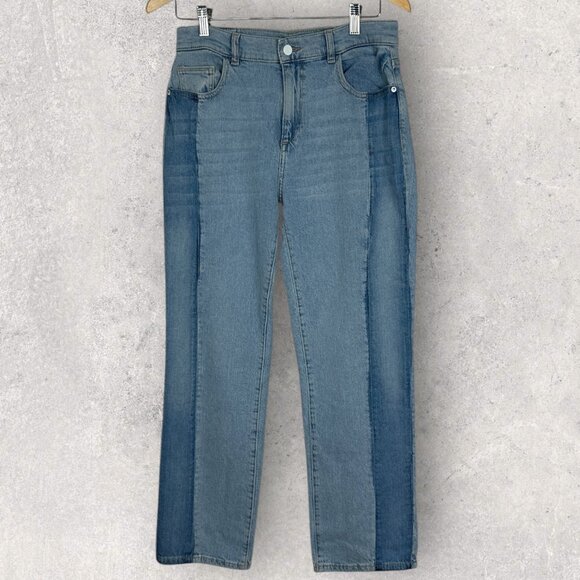 DL1961 Patti Straight High Rise Vintage Jeans Patchwork Power Blue Mixed Size 27 - Picture 1 of 16